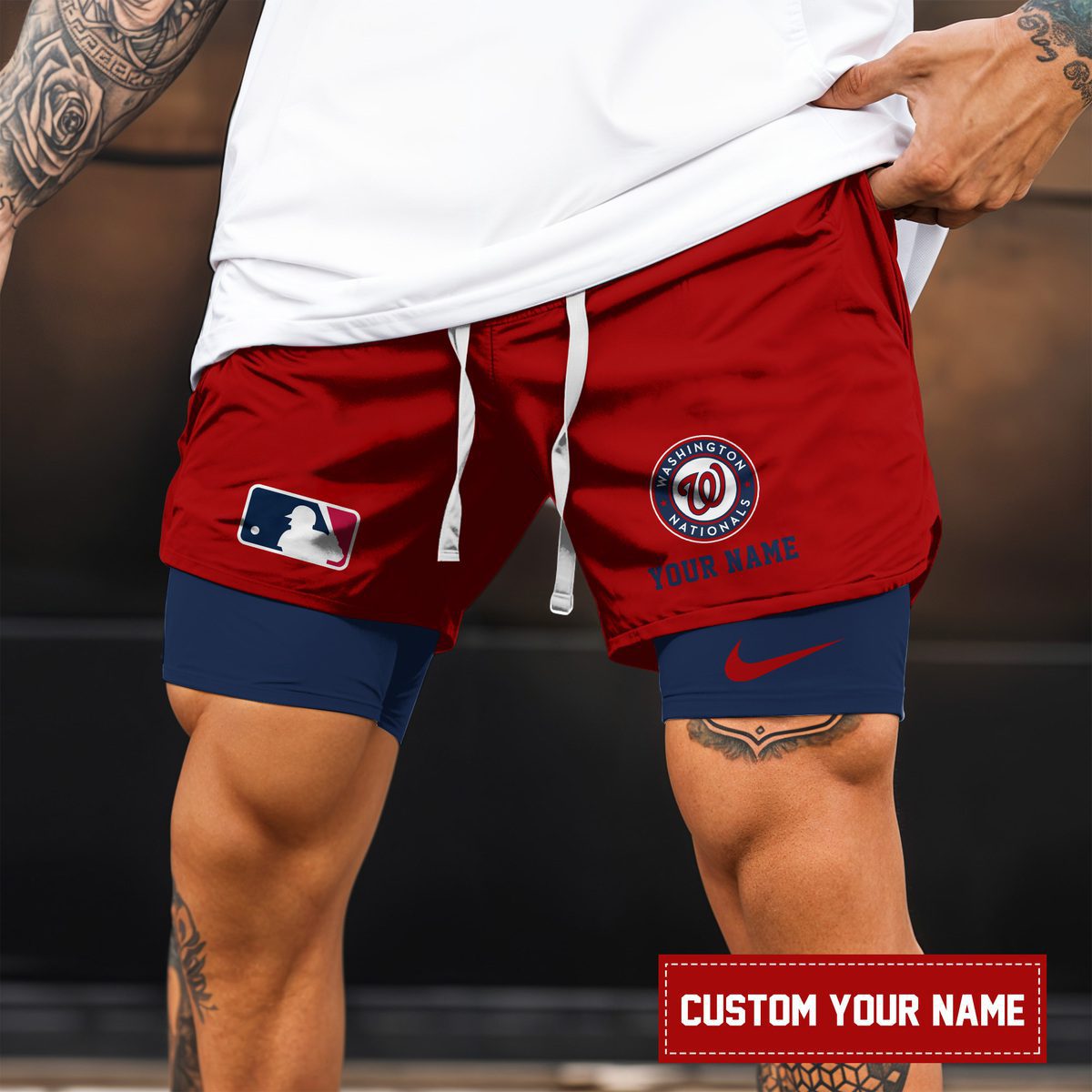 Washington-Nationals-MLB-Personalized-Double-Layer-Shorts-WDS1157-2