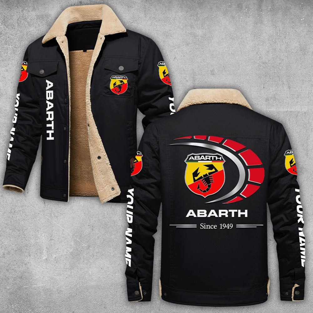 Abarth-Lapel-Collar-Fleece-Cargo-Jacket-Winter-Jacket-LCJ1082 Abarth Lapel Collar Fleece Cargo Jacket Winter Jacket LCJ1082