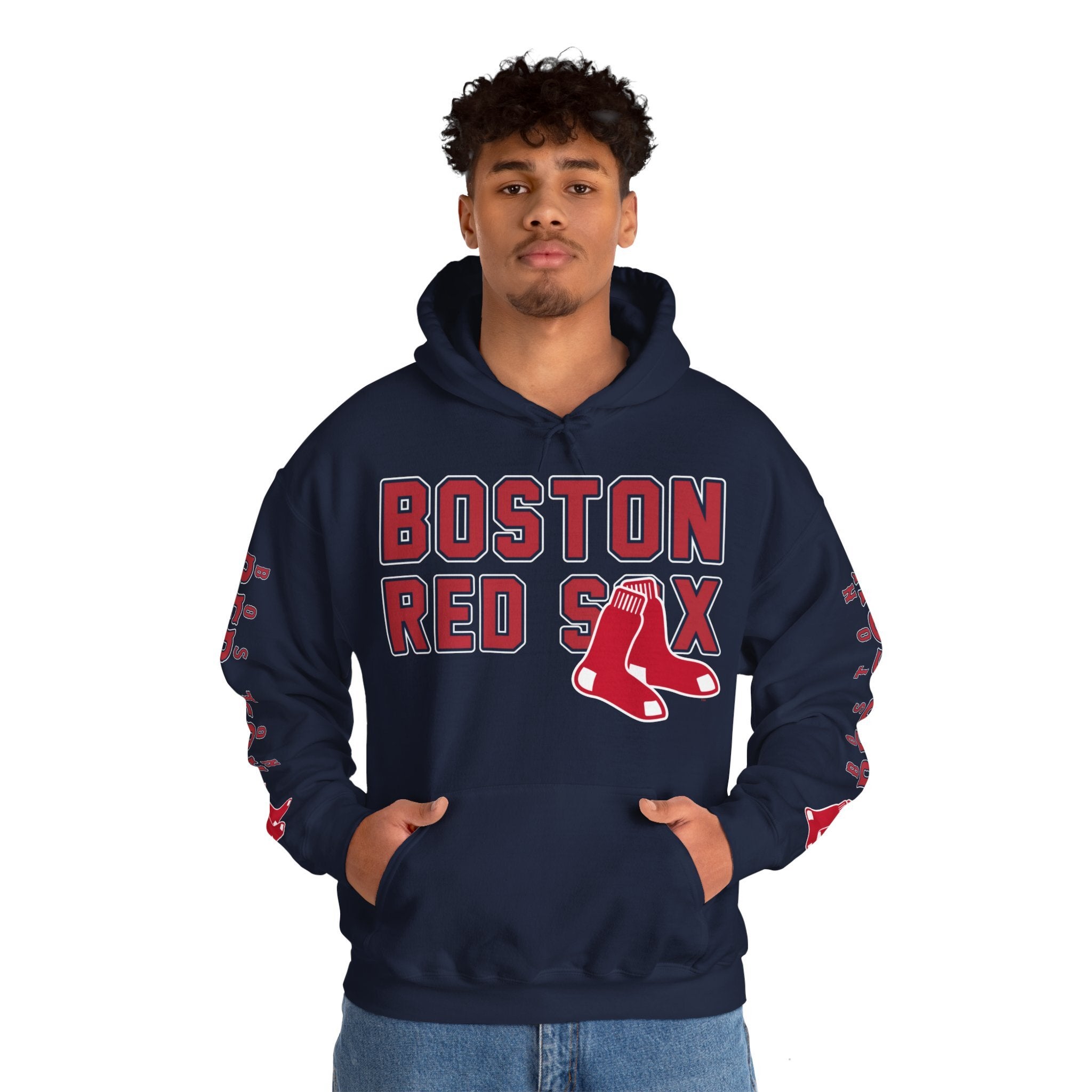Boston-Red-Sox-Bold-Unisex-Hooded-Sweatshirt-JSH1139-1