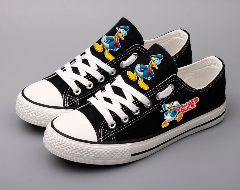 Donald-Duck-Shoes-Low-Top-Canvas-Sneakers-Black-Shoes-ELT1114 Donald Duck Shoes Low Top Canvas Sneakers Black Shoes ELT1114