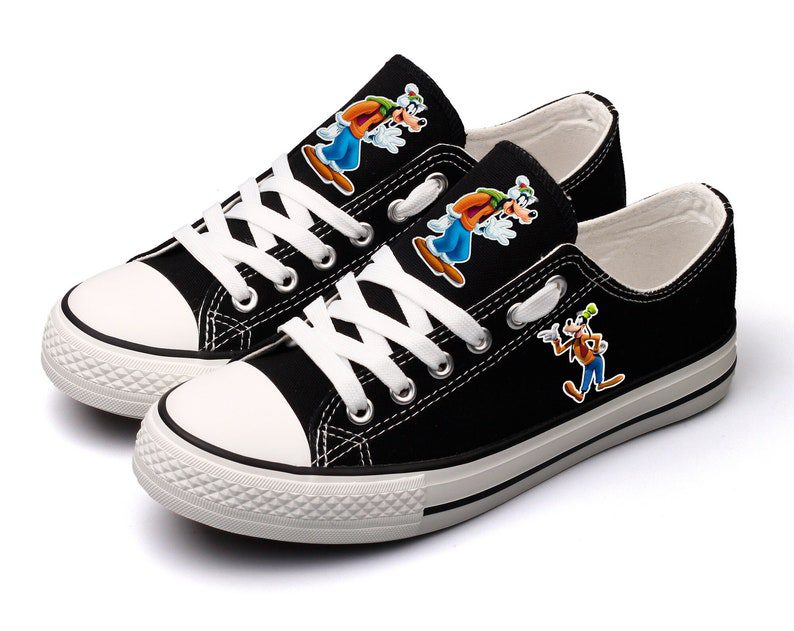Goofy-Shoes-Low-Top-Canvas-Sneakers-Black-Shoes-Printed-ELT1111 Goofy Shoes Low Top Canvas Sneakers Black Shoes Printed ELT1111