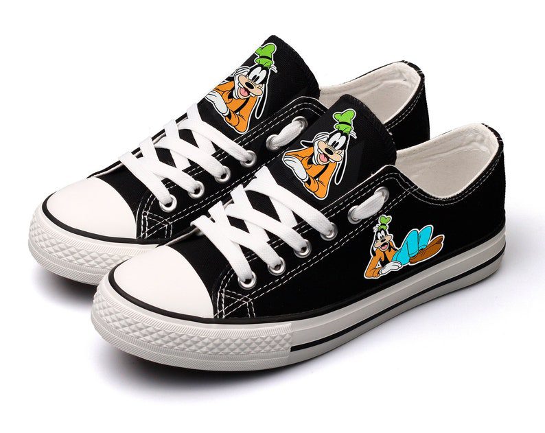 Goofy-Shoes-Low-Top-Canvas-Sneakers-Black-Shoes-Printed-ELT1112 Goofy Shoes Low Top Canvas Sneakers Black Shoes Printed ELT1112