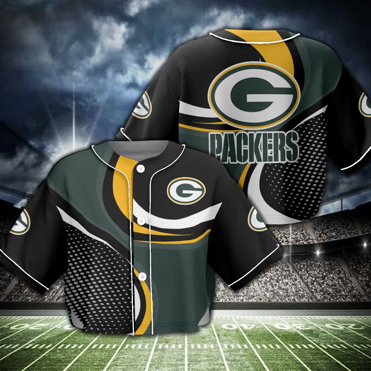 Green-Bay-Packers-Crop-Top-Baseball-Jersey-CBJS1011 Green Bay Packers Crop Top Baseball Jersey CBJS1011