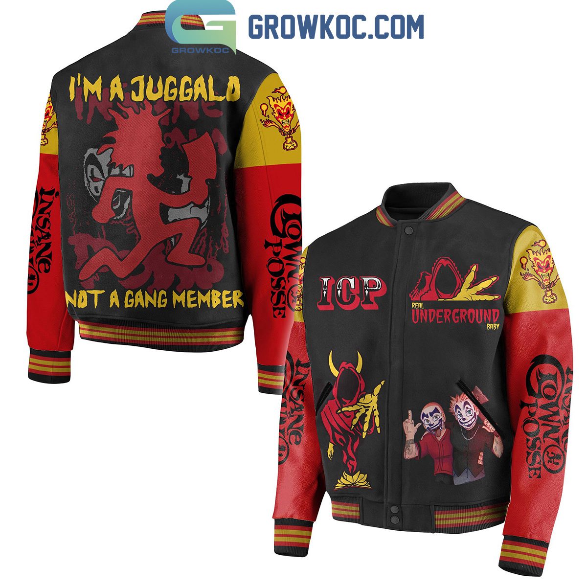 Insane-Clown-Posse-Im-A-Juggalo-Not-A-Gang-Member-Baseball-Jacket-GBJ1053 Insane Clown Posse I'm A Juggalo Not A Gang Member Baseball Jacket GBJ1053