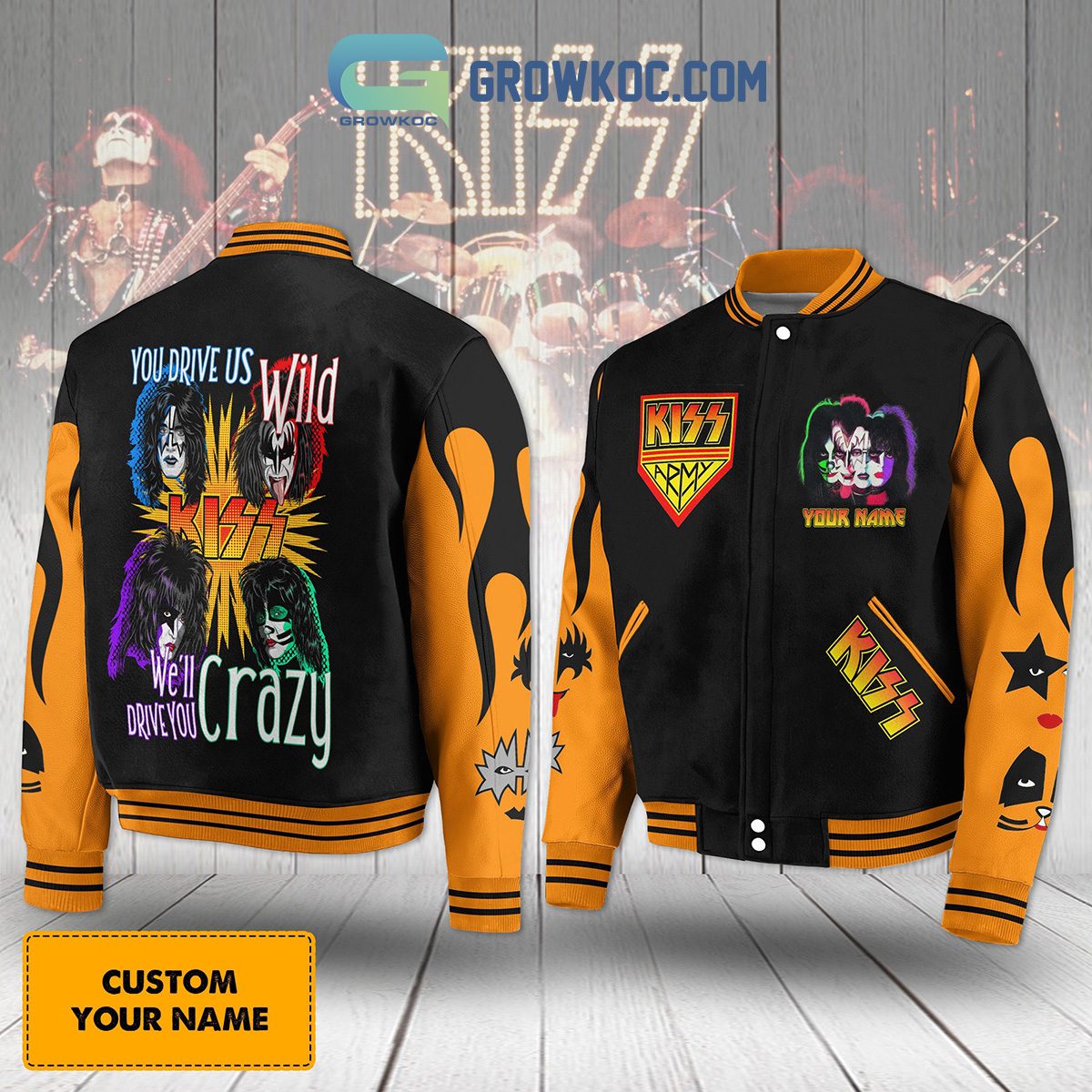 Kiss-You-Drive-Us-Wild-Personalized-Baseball-Jacket-GBJ1249 Kiss You Drive Us Wild Personalized Baseball Jacket GBJ1249