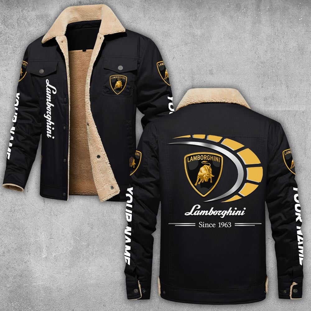Lamborghini-Lapel-Collar-Fleece-Cargo-Jacket-Winter-Jacket-LCJ1003 Lamborghini Lapel Collar Fleece Cargo Jacket Winter Jacket LCJ1003