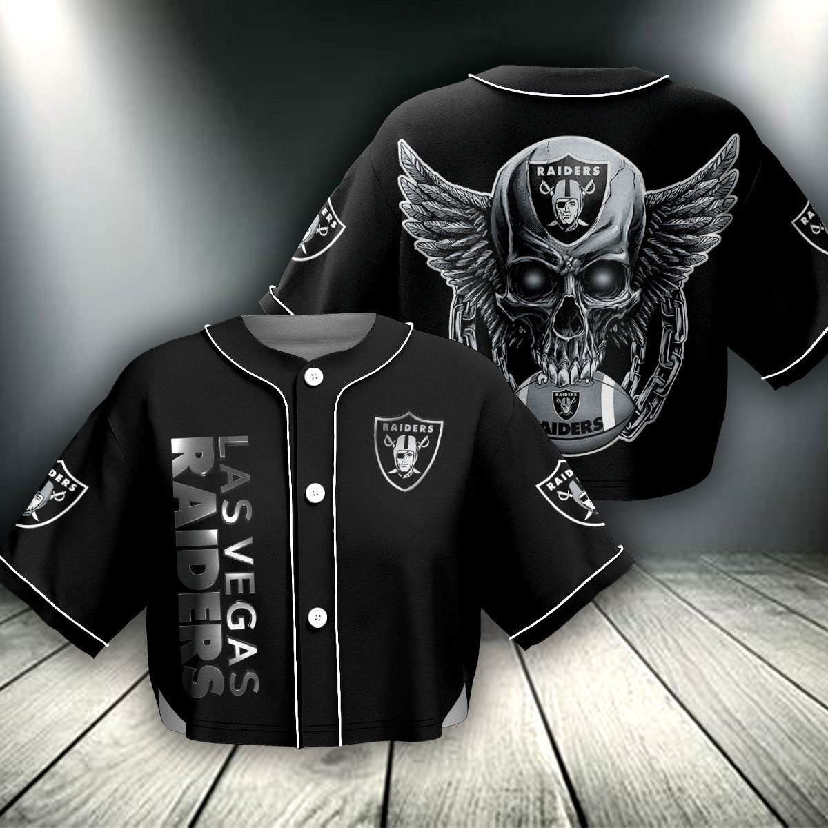 Las-Vegas-Raiders-Crop-Top-Baseball-Jersey-CBJS1036 Las Vegas Raiders Crop Top Baseball Jersey CBJS1036