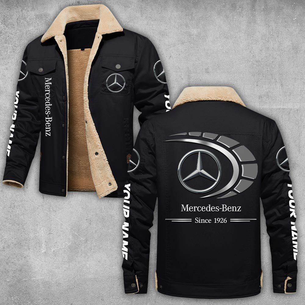 Mercedes-Benz-Lapel-Collar-Fleece-Cargo-Jacket-Winter-Jacket-LCJ1005 Mercedes-Benz Lapel Collar Fleece Cargo Jacket Winter Jacket LCJ1005