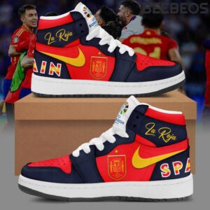 Spain National Football Team La Roja Air Jordan 1 High Top Shoes JD1 Sneakers BJD5025