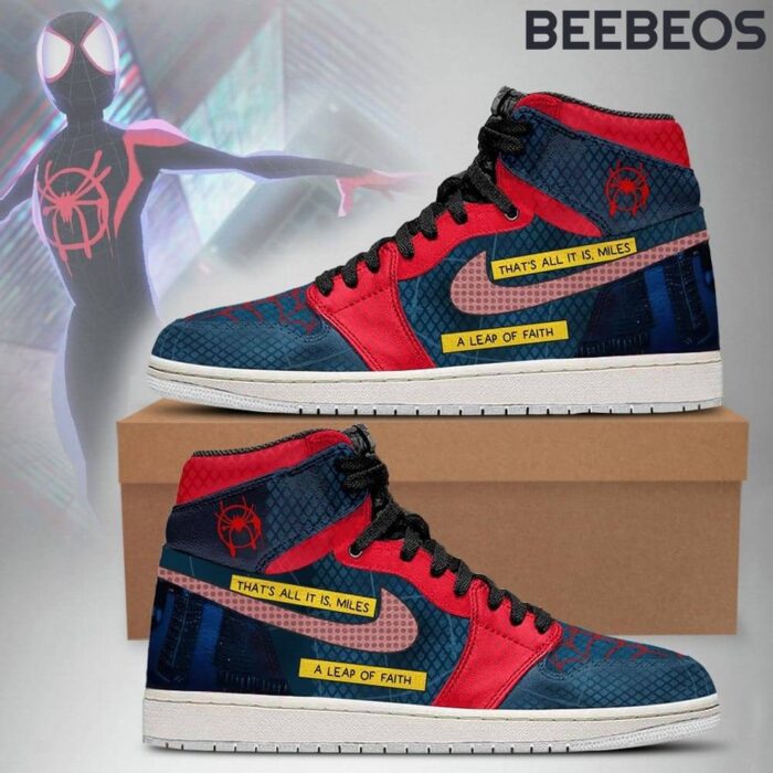 Spider Man Miles Morales A Leap of Faith Air Jordan 1 High Top Shoes JD1 Sneakers BJD5049