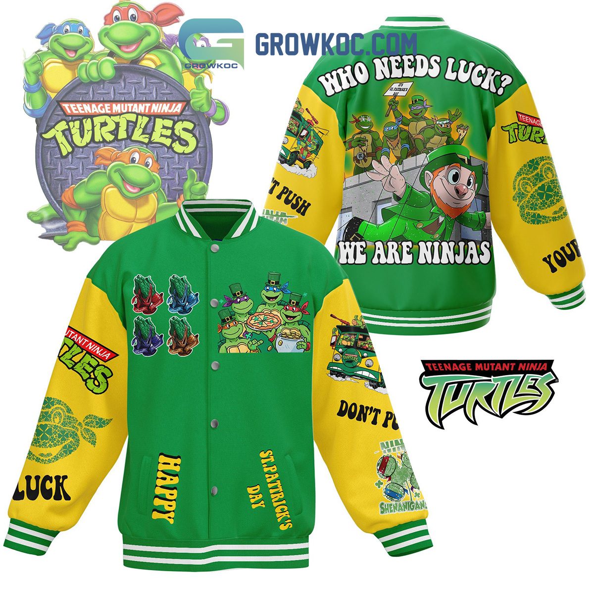 Teenage-Mutant-Ninja-Turtles-Need-Luck-Baseball-Jacket-GBJ1331 Teenage Mutant Ninja Turtles Need Luck Baseball Jacket GBJ1331