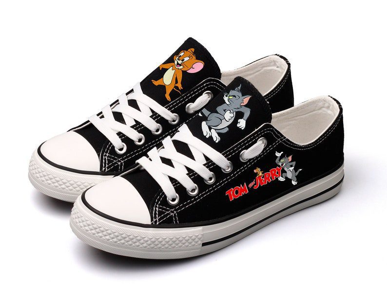 Tom-And-Jerry-Shoes-Low-Top-Canvas-Sneakers-Black-Shoes-ELT1107 Tom And Jerry Shoes Low Top Canvas Sneakers Black Shoes ELT1107