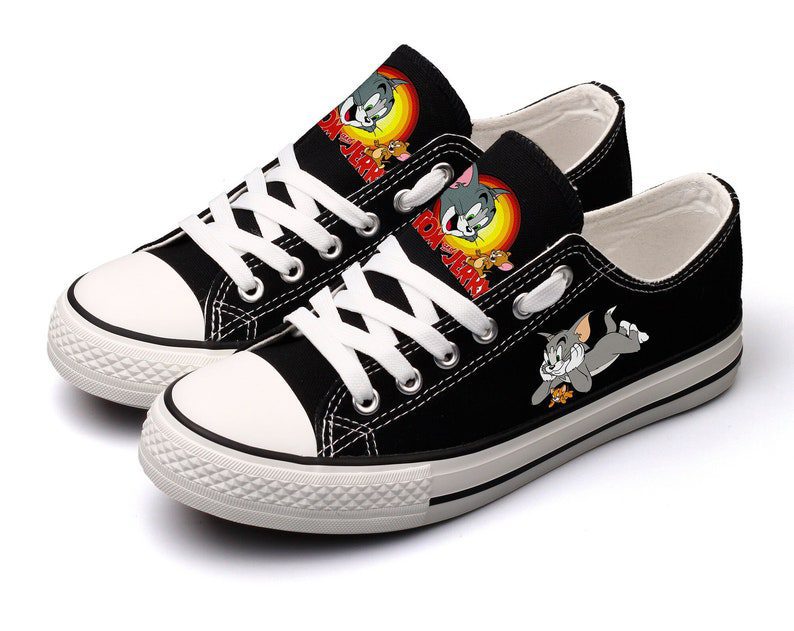Tom-And-Jerry-Shoes-Low-Top-Canvas-Sneakers-Black-Shoes-ELT1108 Tom And Jerry Shoes Low Top Canvas Sneakers Black Shoes ELT1108
