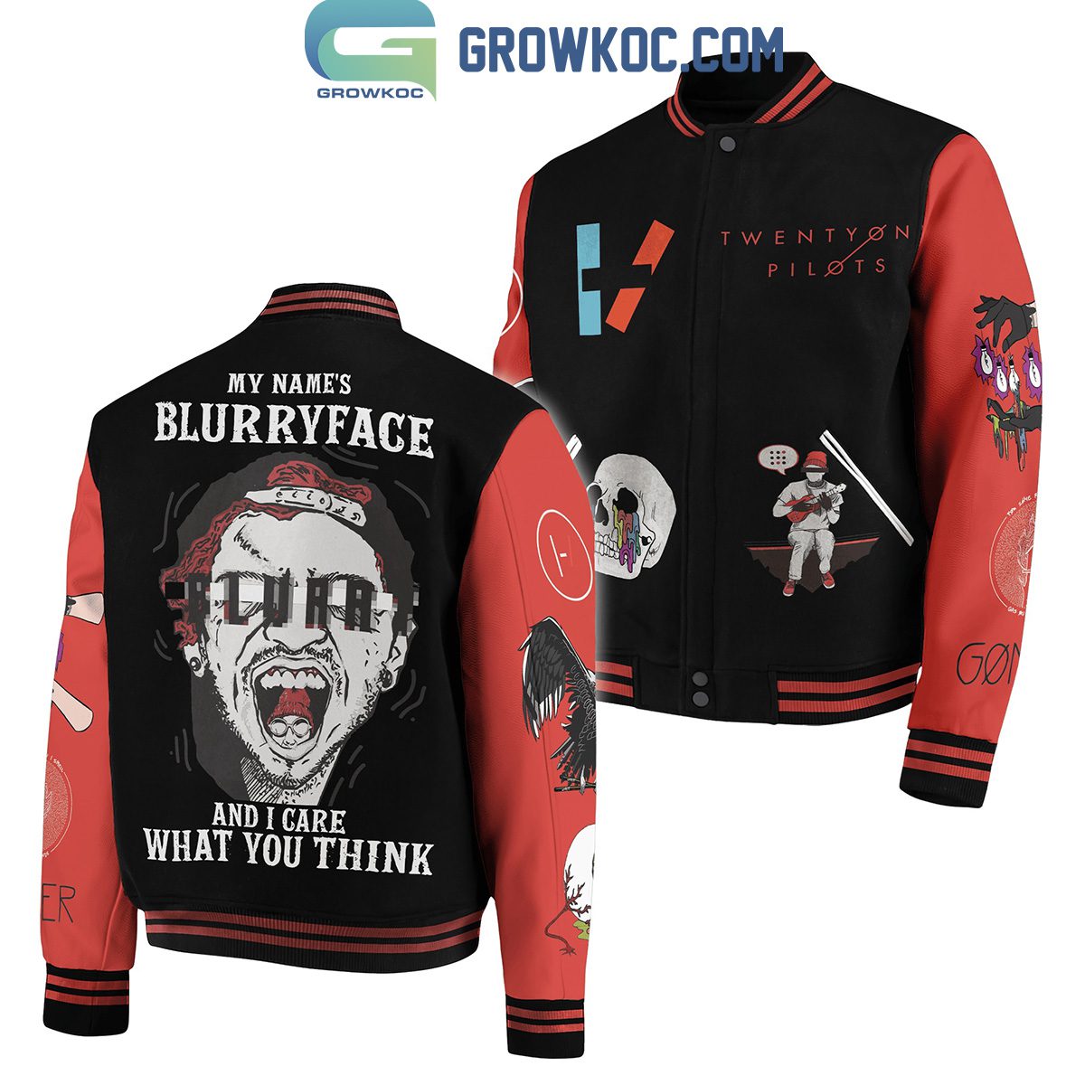 Twenty-One-Pilots-My-Names-Blurryface-I-Care-What-You-Thinks-Baseball-Jacket-GBJ1045 Twenty One Pilots My Name's Blurryface I Care What You Thinks Baseball Jacket GBJ1045