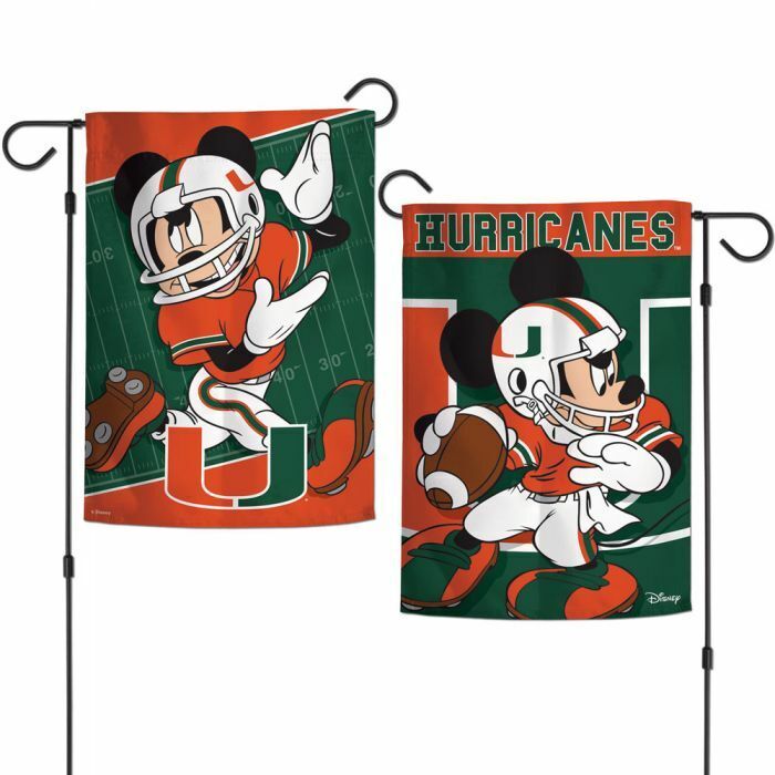 Miami-Hurricanes-Mickey-Mouse-2-Sided-Garden-Flag-Yard-Banner-Disney Miami Hurricanes Mickey Mouse 2 Sided Garden Flag Yard Banner Disney