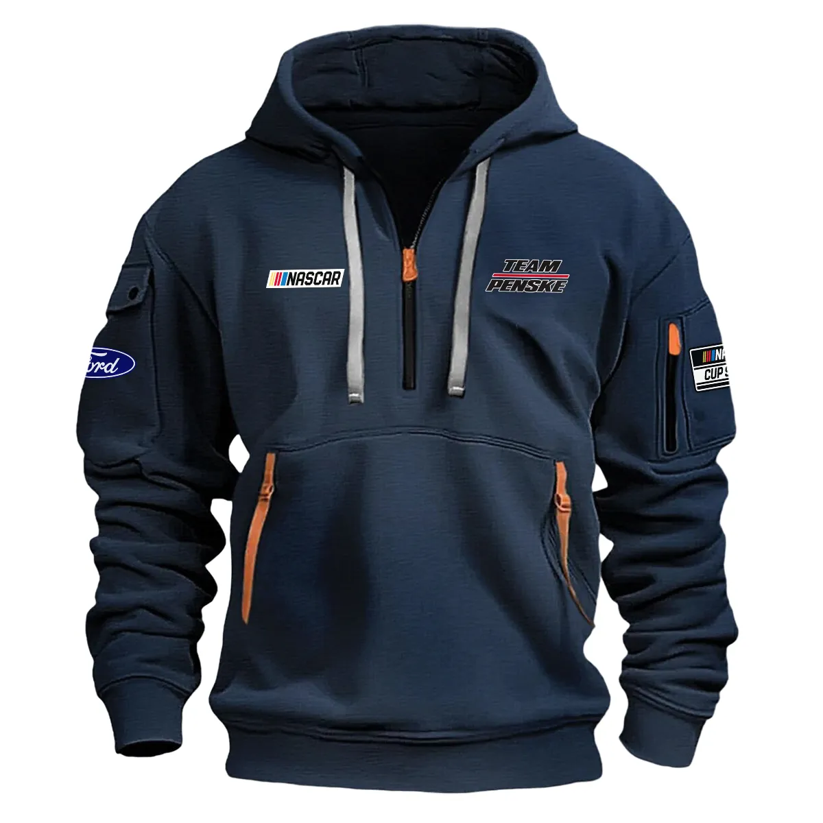 Team Penske Nascar Cup Series Color Navy Quarter Zip Hoodie KQZ1009