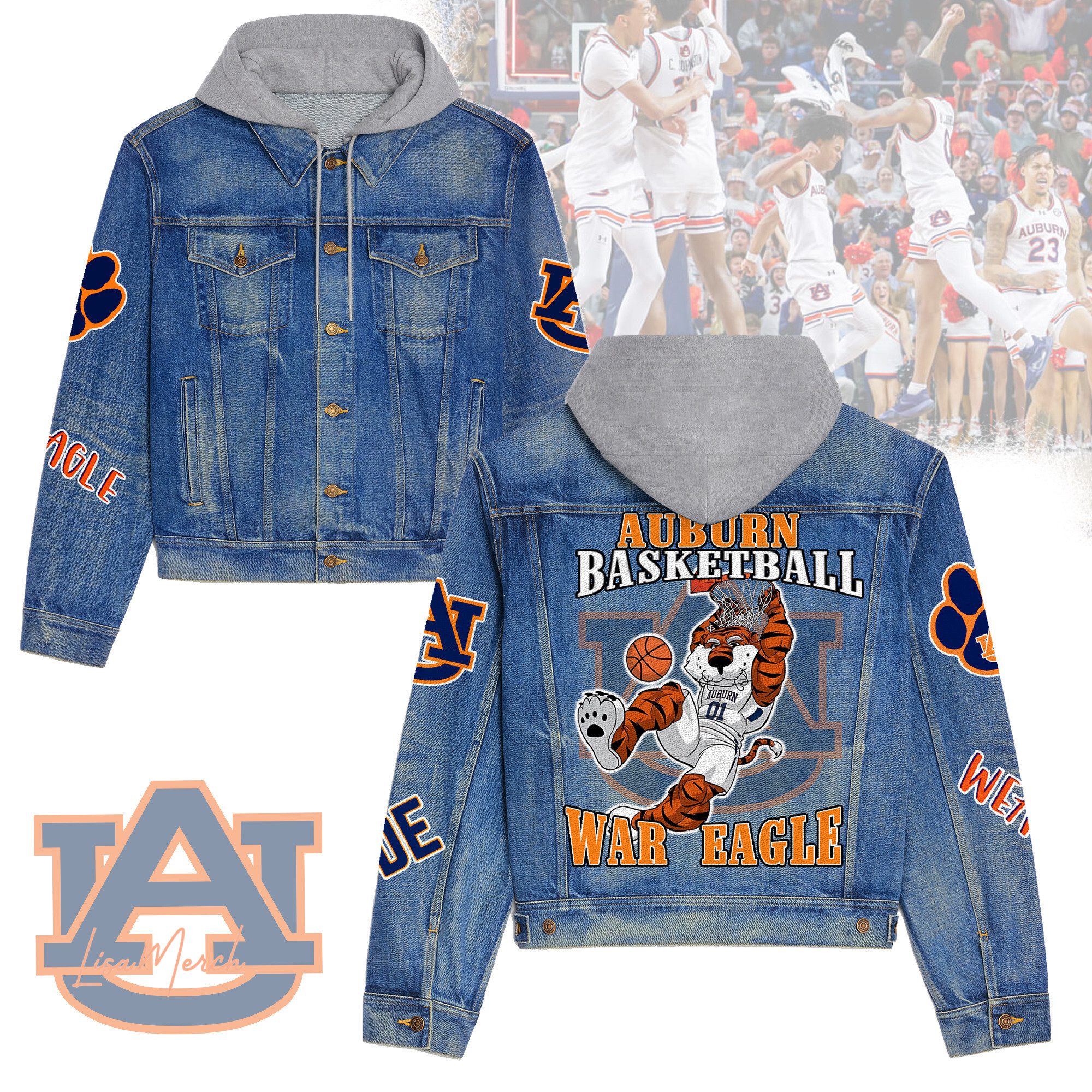 Auburn-Basketball-War-Eagle-Hooded-Denim-Jacket-LDN1109 Auburn Basketball War Eagle Hooded Denim Jacket LDN1109