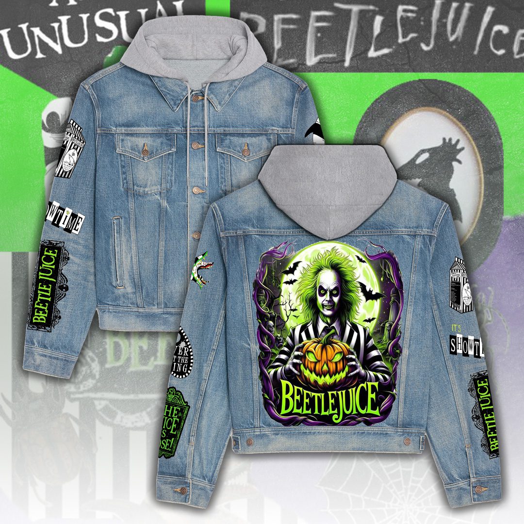 Beetlejuice-Womens-Denim-Hood-Jacket-GDN107 Beetlejuice Women's Denim Hood Jacket GDN107