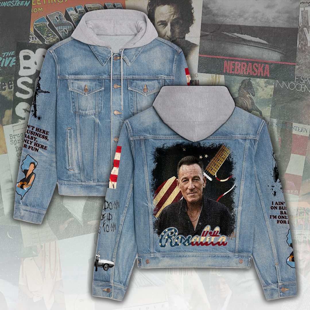 Bruce-Springsteen-Womens-Denim-Hood-Jacket-GDN111 Bruce Springsteen Women's Denim Hood Jacket GDN111