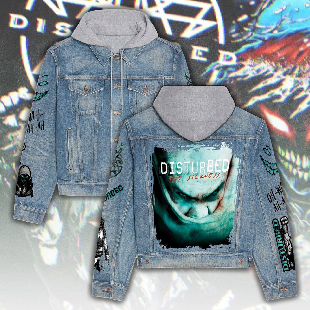 Disturbed-Womens-Denim-Hood-Jacket-GDN109 Disturbed Women's Denim Hood Jacket GDN109