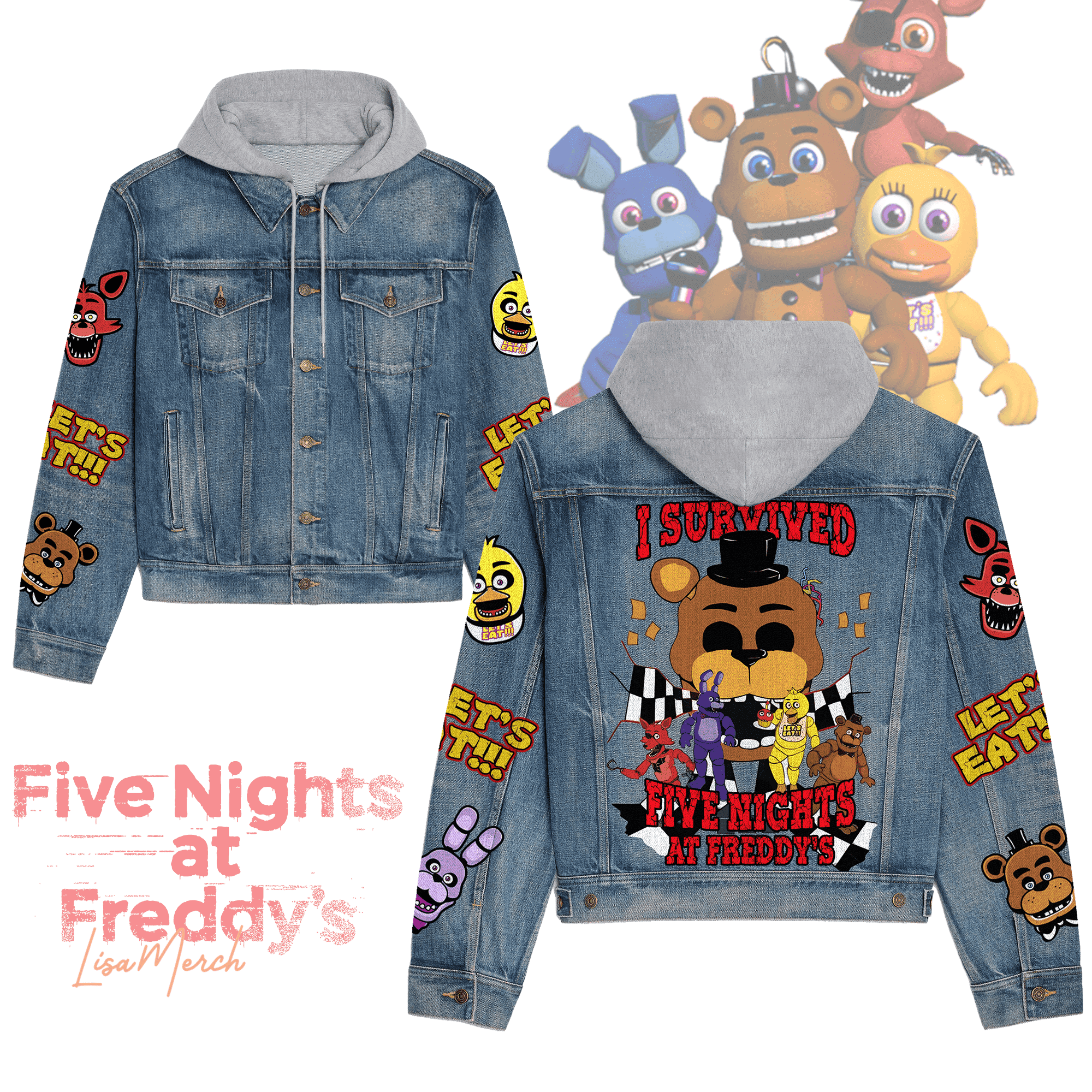 Five-Nights-At-Freddys-Hooded-Denim-Jacket-LDN1108 Five Nights At Freddy's Hooded Denim Jacket LDN1108