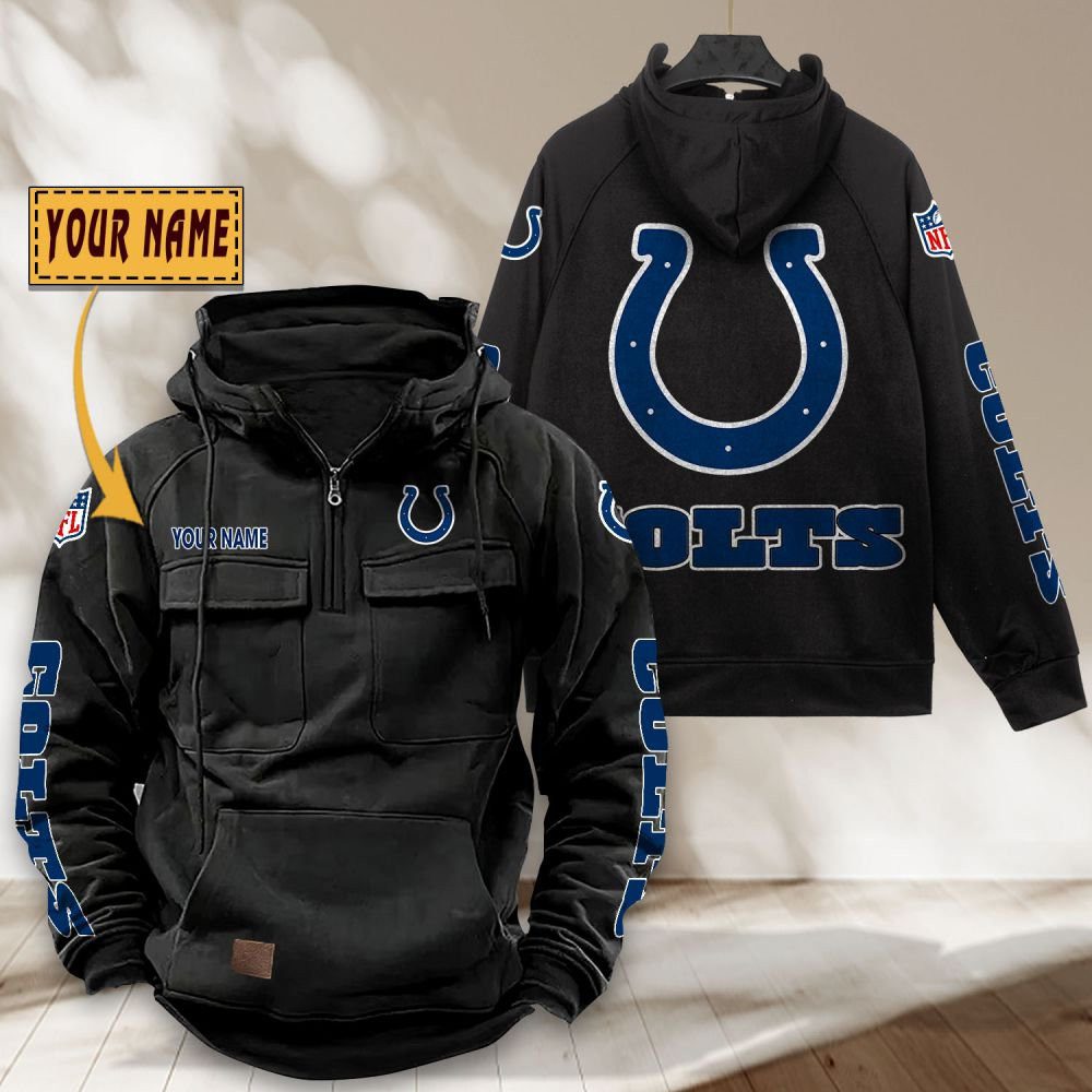 Indianapolis-Colts-NFL-Personalized-Multi-Pocket-Quarter-Zip-Vintage-Hoodie-WVH1045 Indianapolis Colts NFL Personalized Multi Pocket Quarter Zip Vintage Hoodie WVH1045