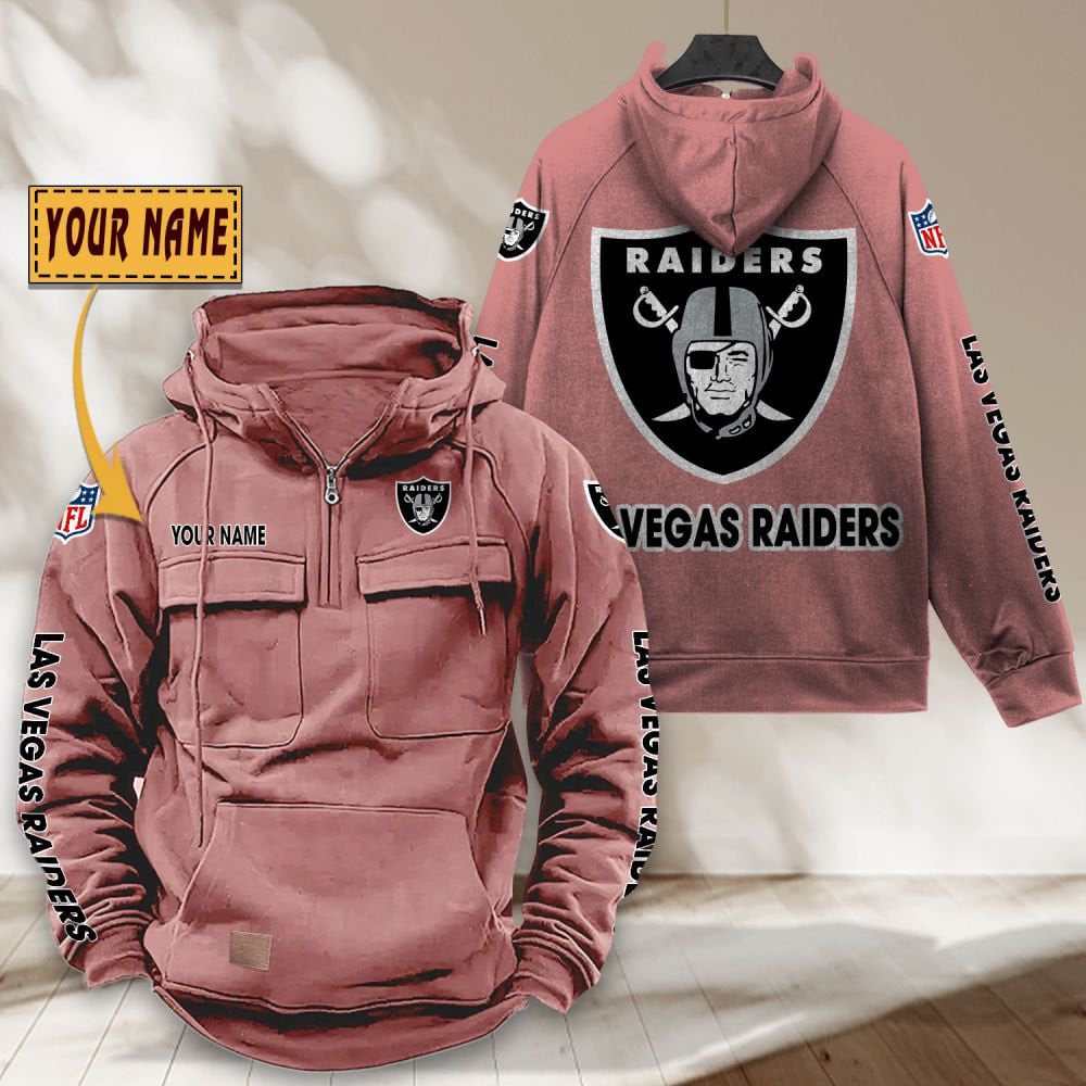 Las-Vegas-Raiders-NFL-Personalized-Multi-Pocket-Quarter-Zip-Vintage-Hoodie-WVH1046-2