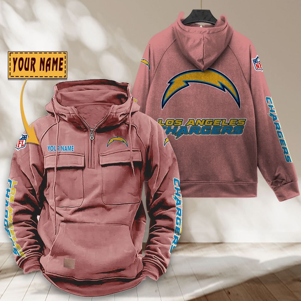 Los-Angeles-Chargers-NFL-Personalized-Multi-Pocket-Quarter-Zip-Vintage-Hoodie-WVH1050-2