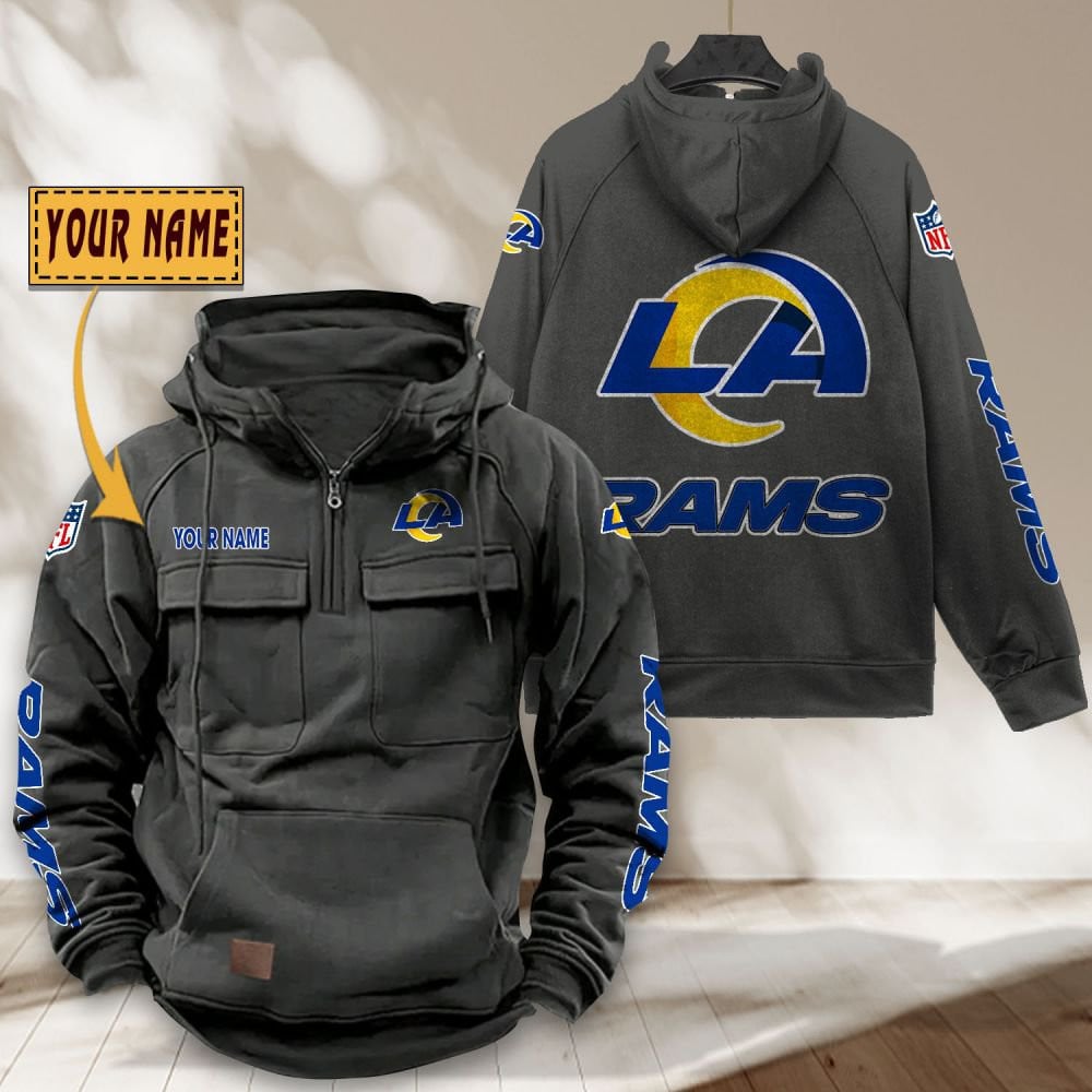 Los-Angeles-Rams-NFL-Personalized-Multi-Pocket-Quarter-Zip-Vintage-Hoodie-WVH1049-1