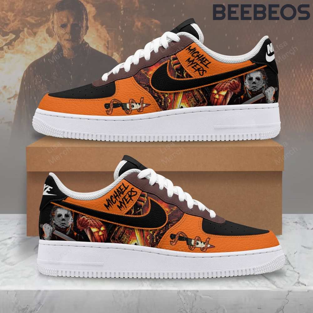 Michael Myers Horror Movie Orange Air Force 1 Michael Myers Horror Movie Orange Air Force 1 Shoes AF1 Limited Sneakers