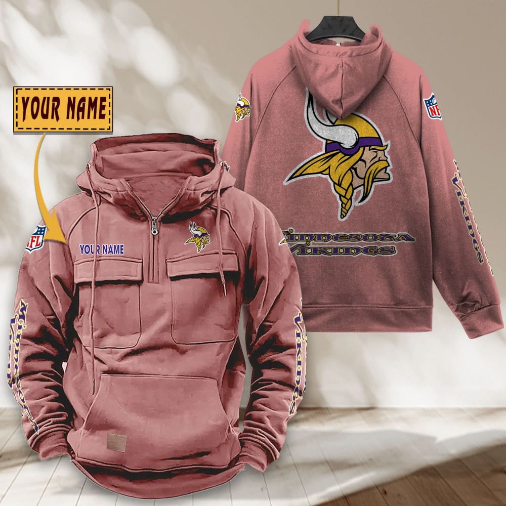 Minnesota-Vikings-NFL-Personalized-Multi-Pocket-Quarter-Zip-Vintage-Hoodie-WVH1052-2
