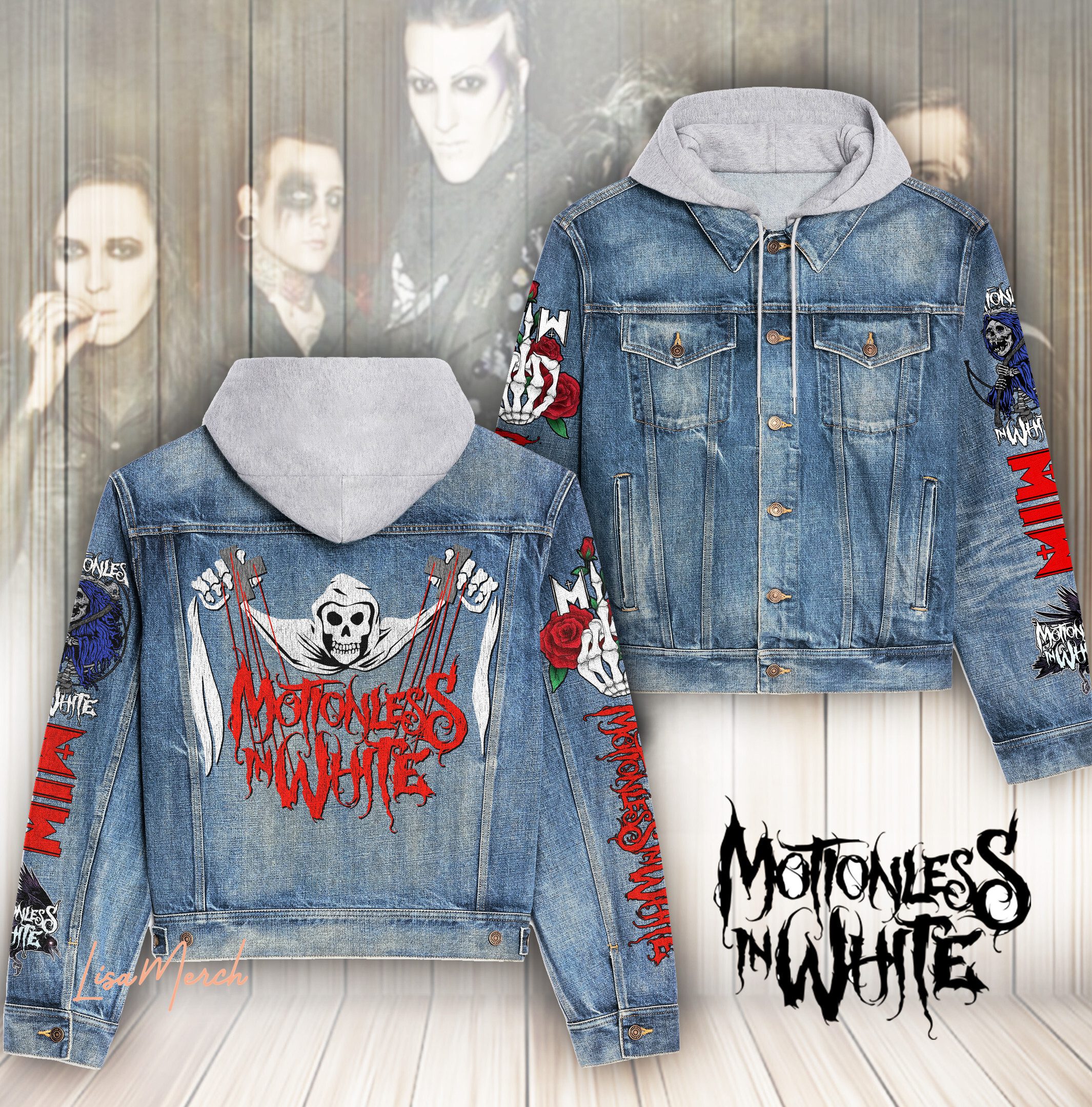 Motionless-In-White-Hooded-Denim-Jacket-LDN1094 Motionless In White Hooded Denim Jacket LDN1094