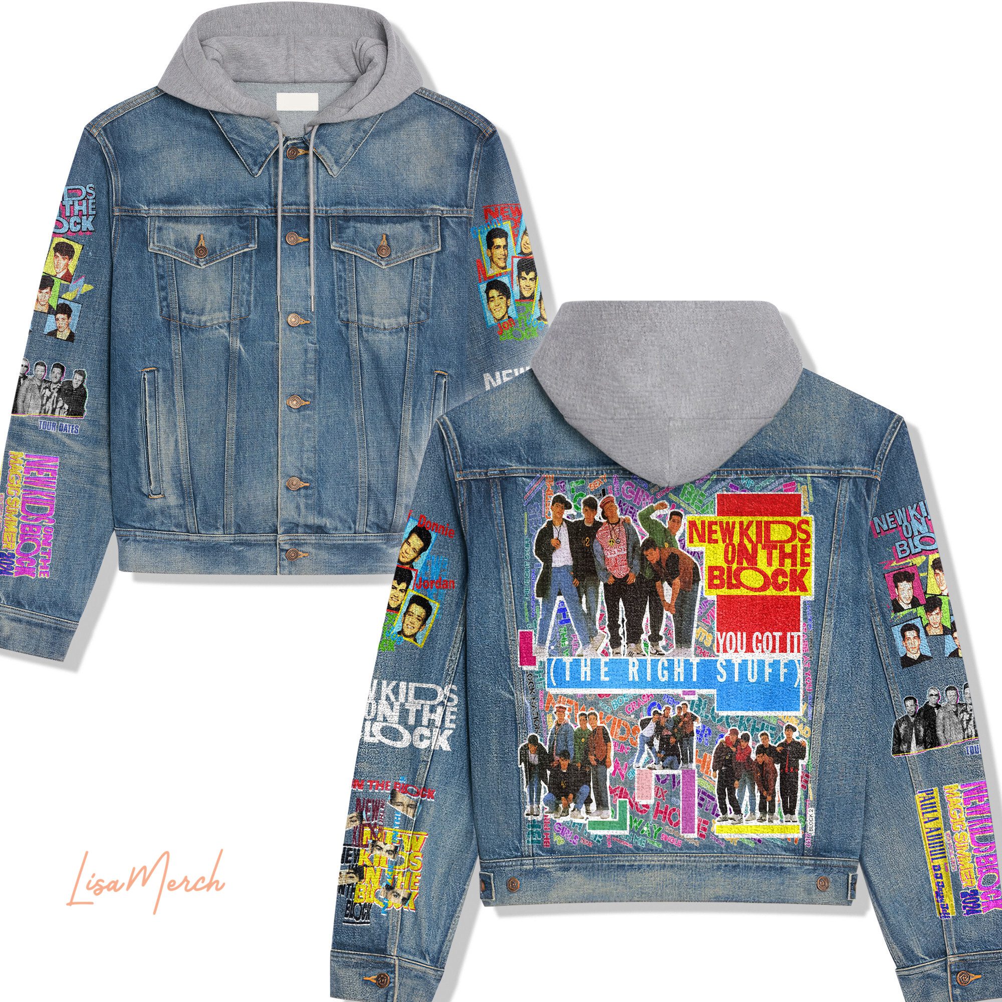 New-Kids-On-The-Block-Hooded-Denim-Jacket-LDN1098 New Kids On The Block Hooded Denim Jacket LDN1098