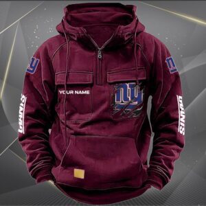 New York Giants Personalized NFL Vintage Hoodie Quarter Zip Retro Hoodie WRH1055