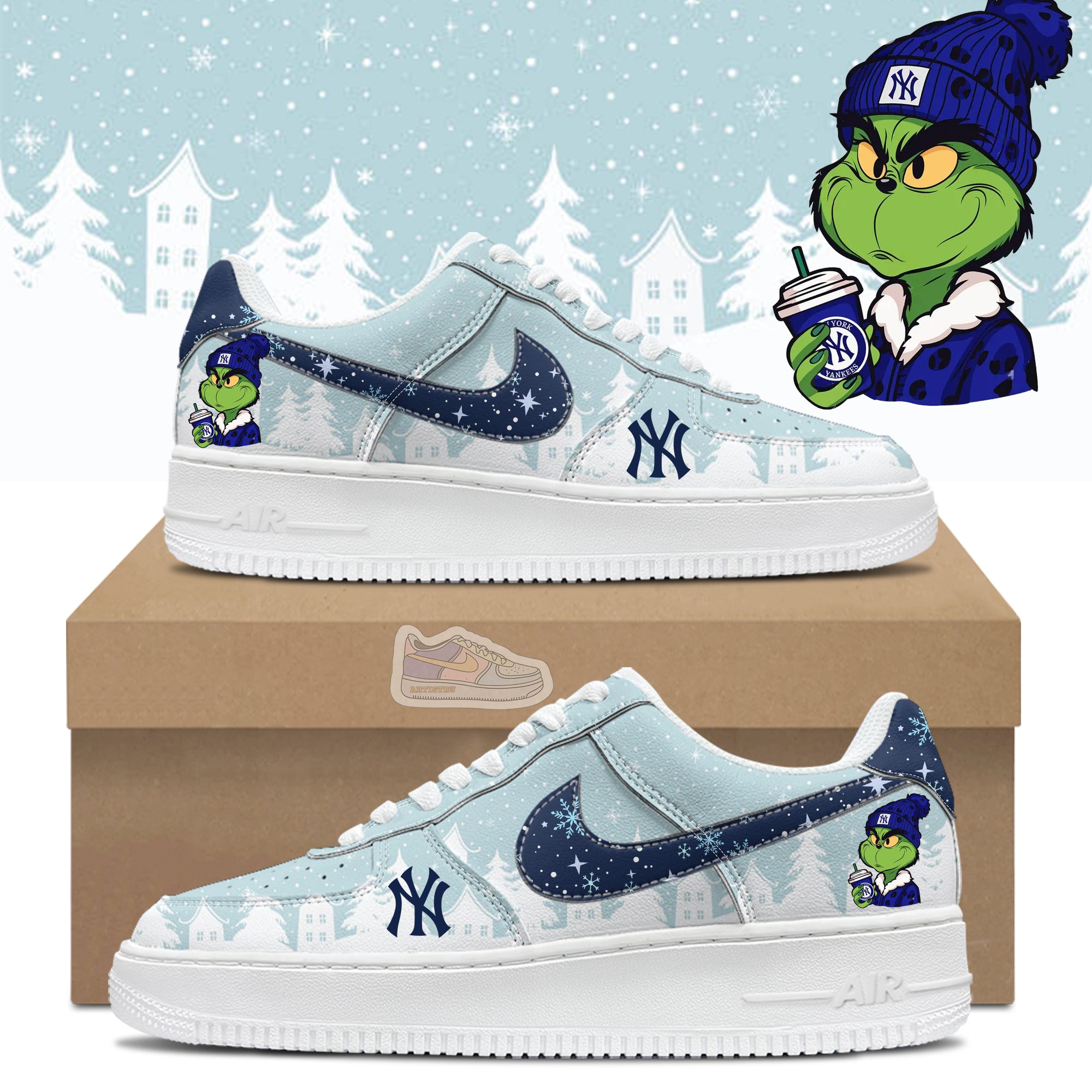 New-York-Yankees-Grinchmas-Air-Force-1-Shoes-AF1-Limited-Sneakers New York Yankees Grinchmas Air Force 1 Shoes AF1 Limited Sneakers
