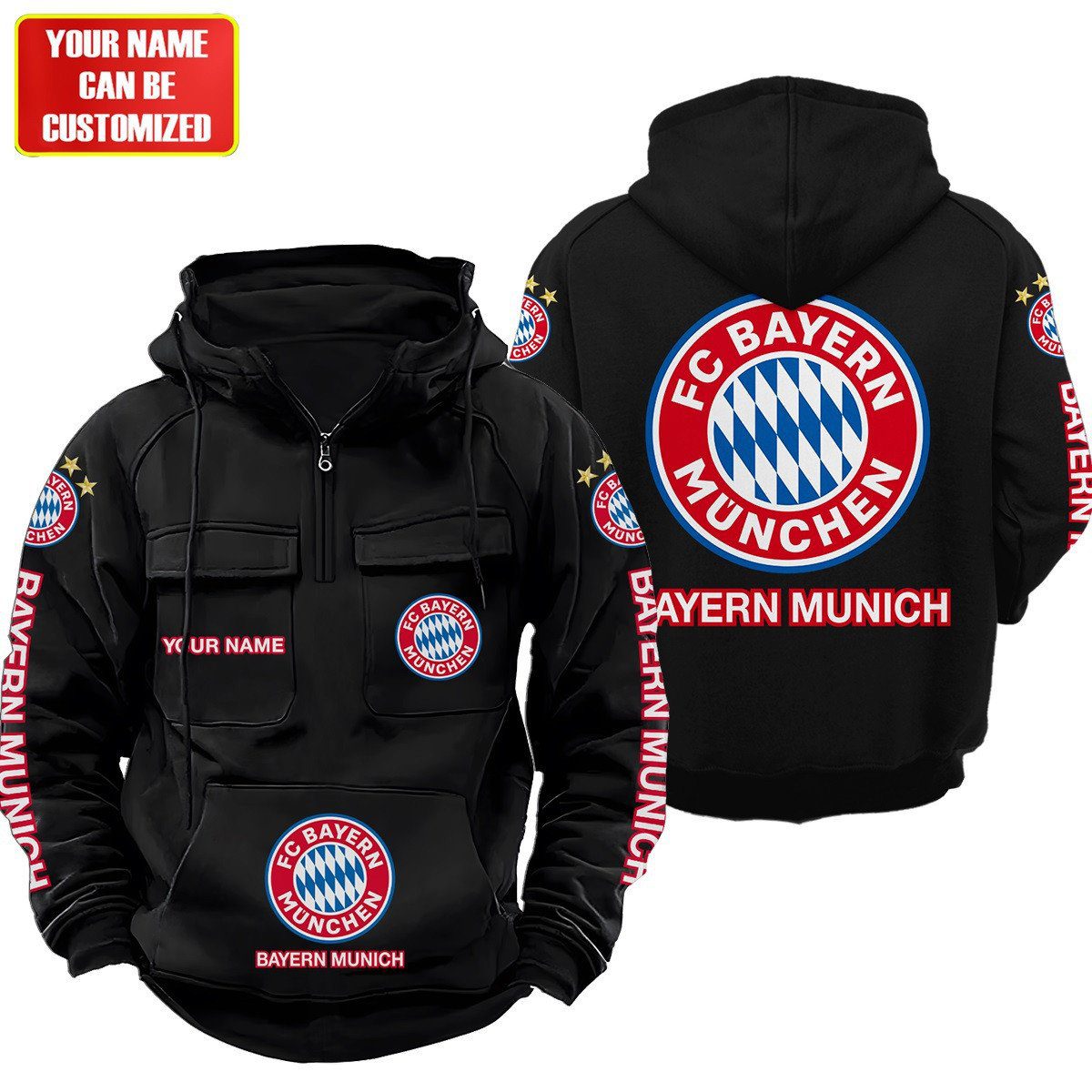 Personalized-Bayern-Munich-Quarter-Zip-Hoodie-Retro-Hoodie-1