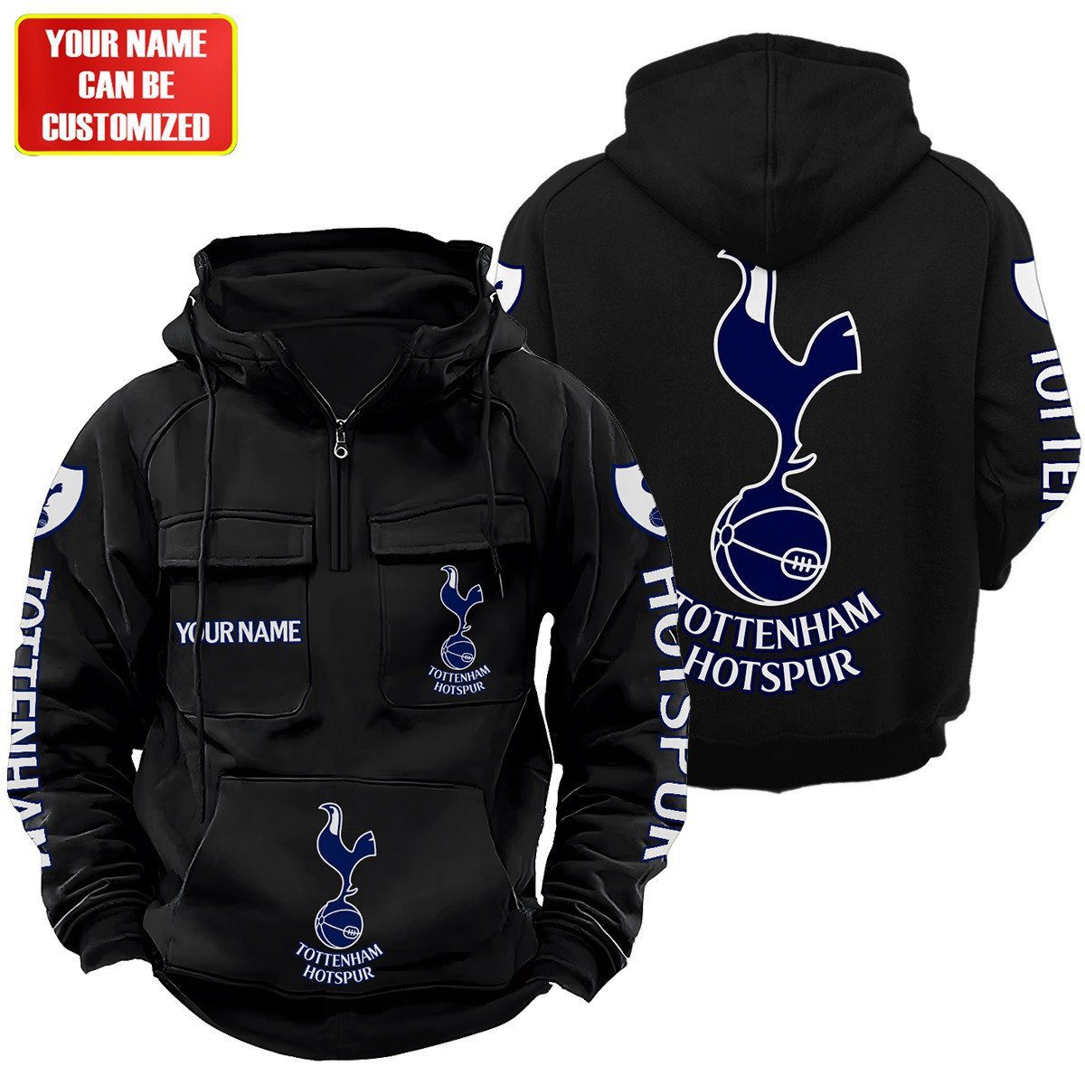 Personalized-Tottenham-Hotspur-Quarter-Zip-Hoodie-Retro-Hoodie-1