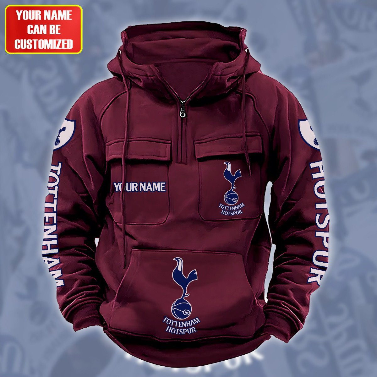 Personalized-Tottenham-Hotspur-Quarter-Zip-Hoodie-Retro-Hoodie-3
