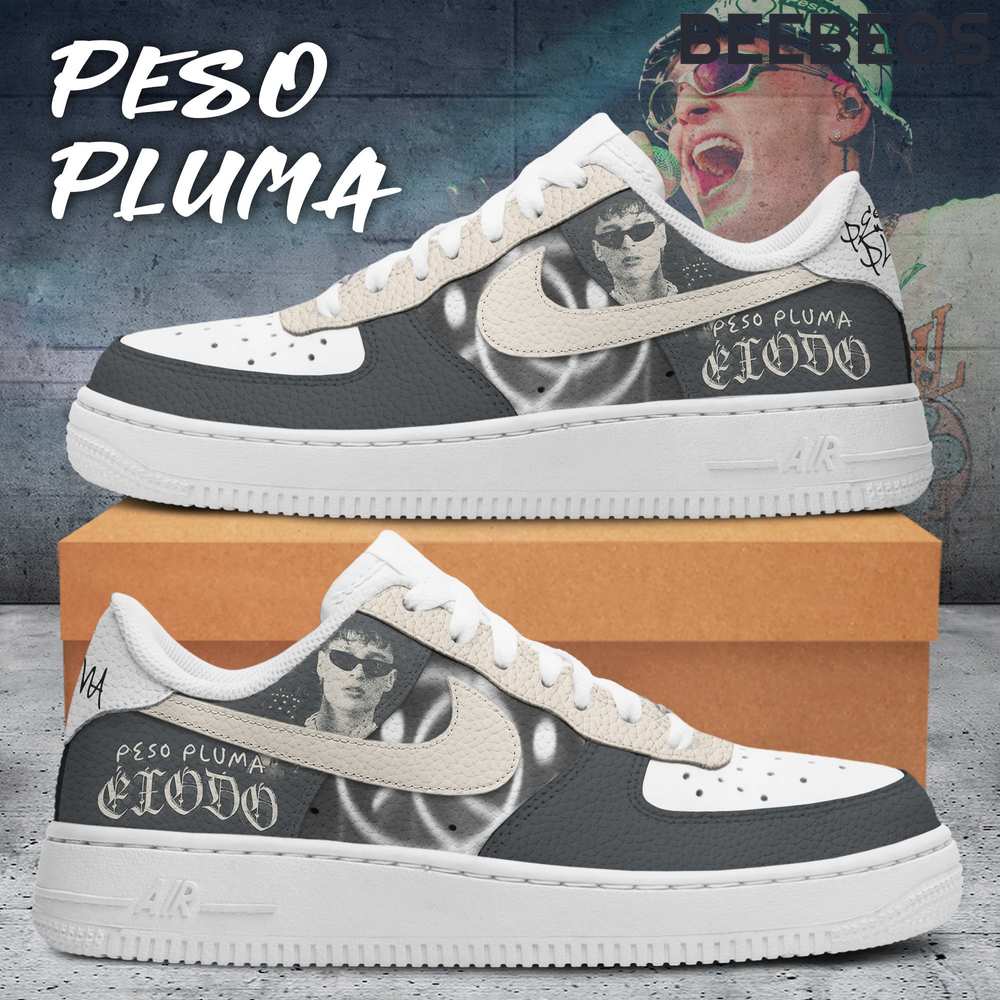 Peso Pluma Grey Air Force 1 Shoes Peso Pluma Grey Air Force 1 Shoes AF1 Limited Sneakers