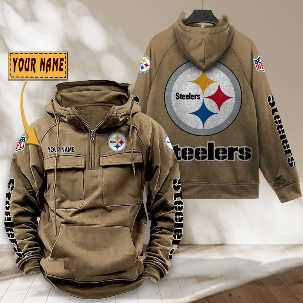Pittsburgh-Steelers-NFL-Personalized-Multi-Pocket-Quarter-Zip-Vintage-Hoodie-WVH1059-1