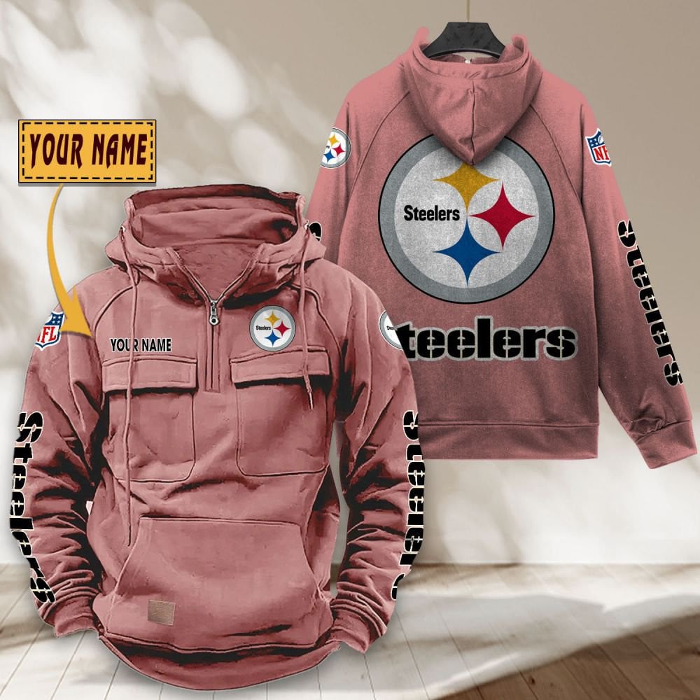 Pittsburgh-Steelers-NFL-Personalized-Multi-Pocket-Quarter-Zip-Vintage-Hoodie-WVH1059-3