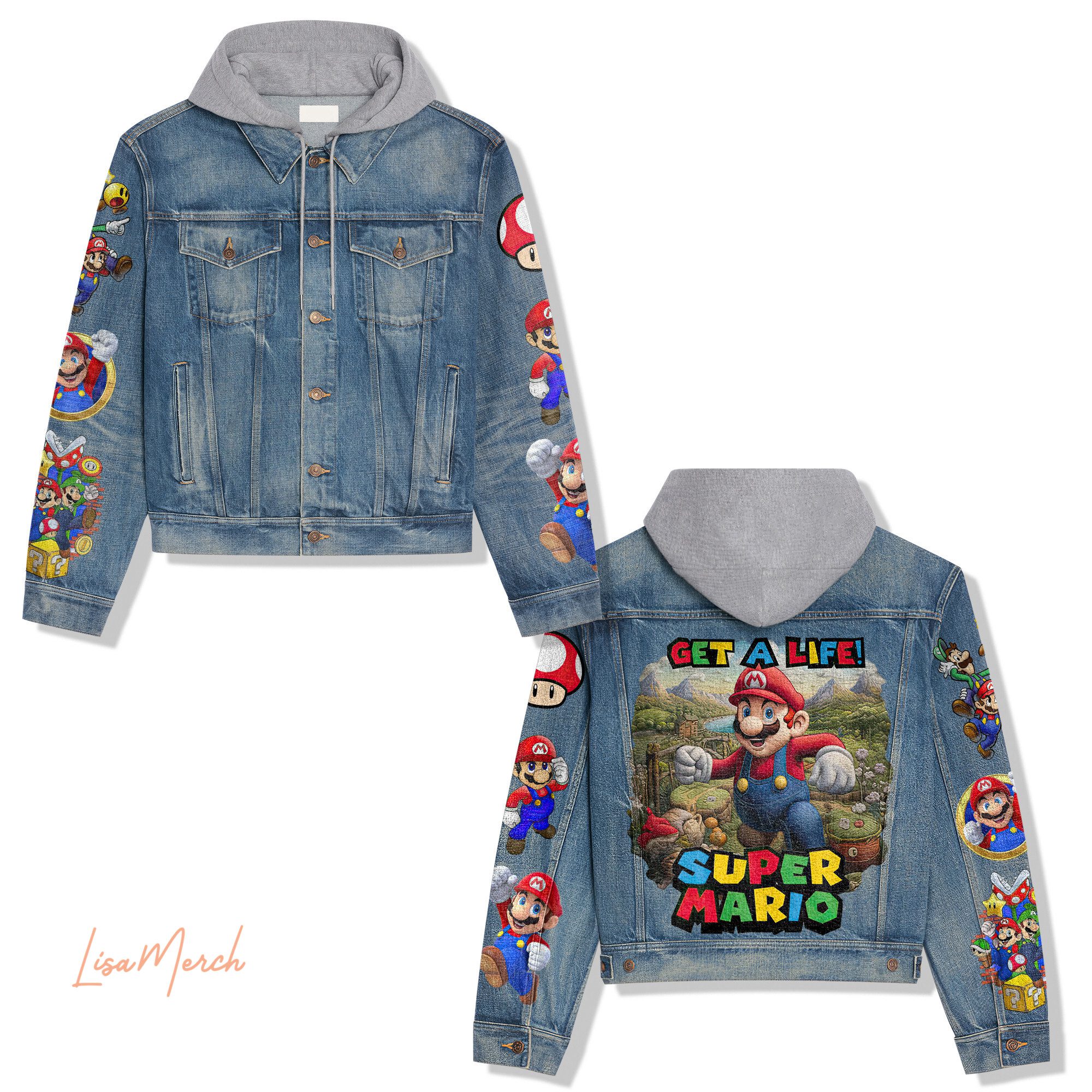 Super-Mario-Hooded-Denim-Jacket-LDN1132 Super Mario Hooded Denim Jacket LDN1132