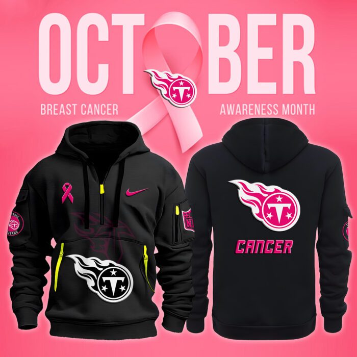 Tennessee Titans NFL October Breast Cancer Awareness Month Quarter Zip Hoodie