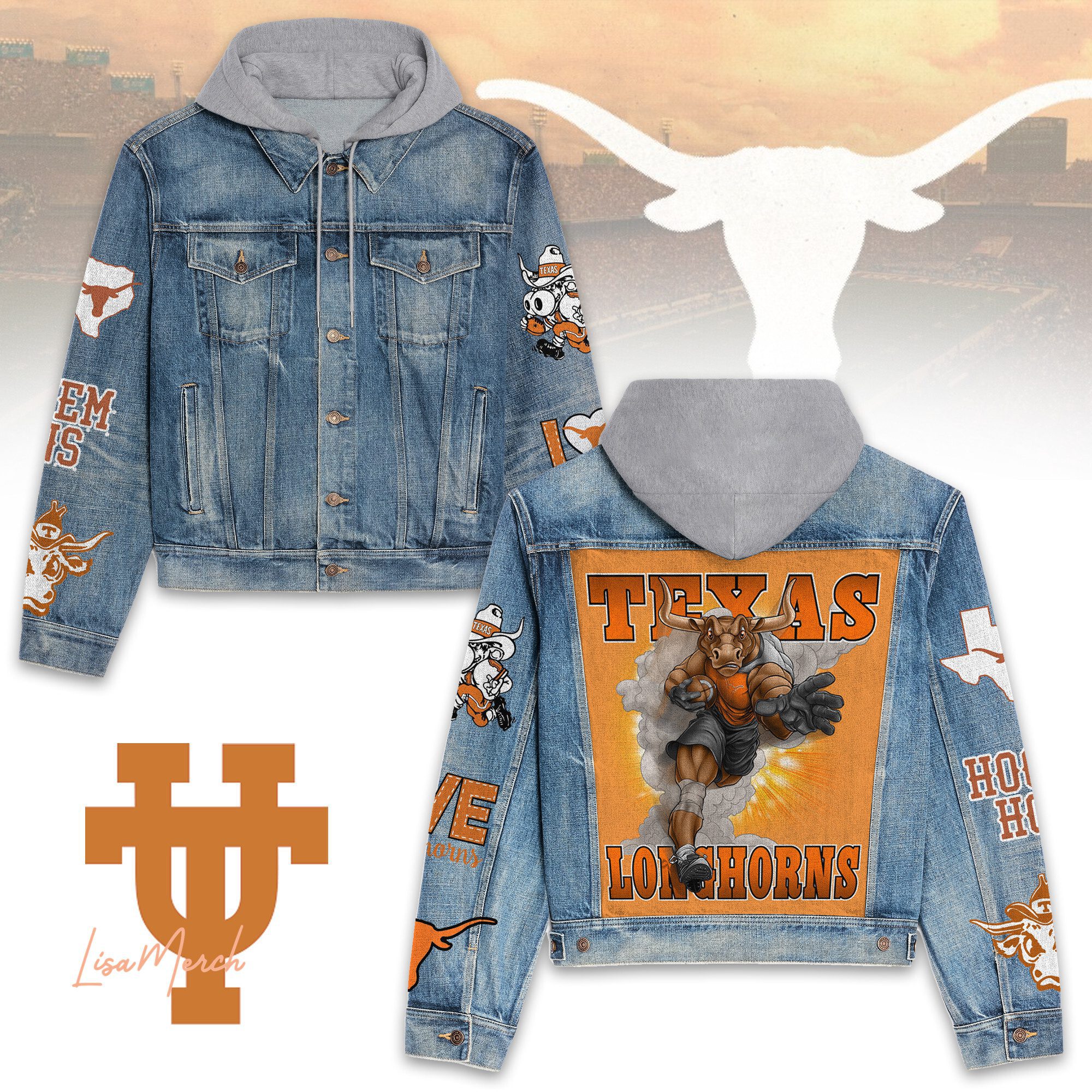 Texas-Longhorns-Hooded-Denim-Jacket-LDN1141 Texas Longhorns Hooded Denim Jacket LDN1141