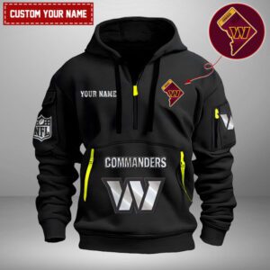 Washington Commanders NFL Personalized State Logo Quarter Zip Hoodie WQH5055
