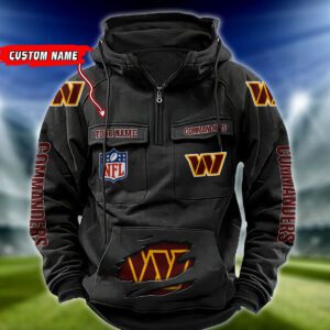 Washington Commanders NFL Vintage Hoodie Quarter Zip Retro Hoodie Custom Any Name  WRH1095