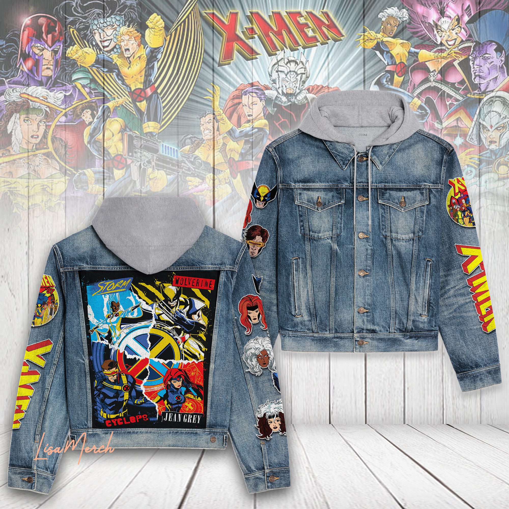 X-Men-Hooded-Denim-Jacket-LDN1176 X-Men Hooded Denim Jacket LDN1176