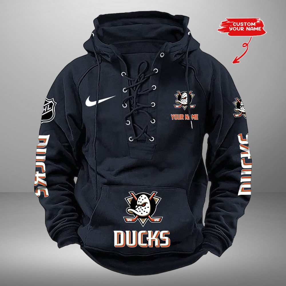 Anaheim-Ducks-NHL-Swoosh-Hooded-Lace-Up-Retro-Vintage-Hoodie-Custom-Name Anaheim Ducks NHL Swoosh Hooded Lace Up Retro Vintage Hoodie Custom Name
