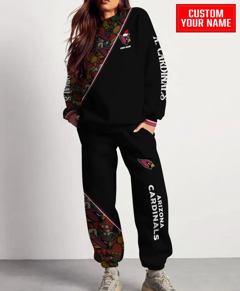 Arizona Cardinals Christmas Pattern Sweatsuit Combo Sweatshirt And Sweatpants - Black CSP1574