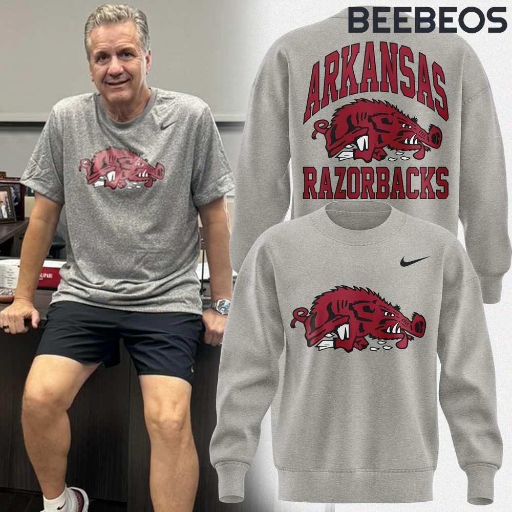 Coach John Calipari Arkansas Razorbacks Basketball Grey Sweatshirt Coach John Calipari Arkansas Razorbacks Basketball Grey Sweatshirt BBS1031
